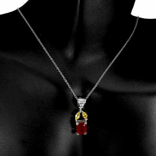 Silver pendant ruby - silver, sapphire