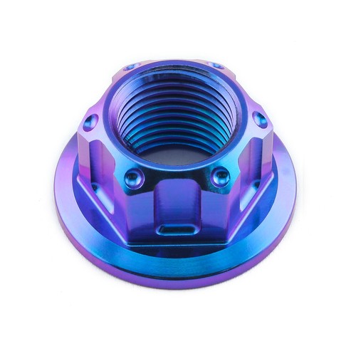 Titanium flanged axle nut - titanium, m16