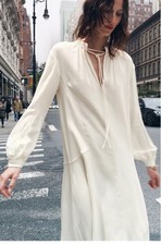 Zara women's oyster white shirt midi dress size S