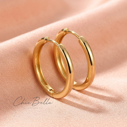 9ct gold plt plain - gold, huggie