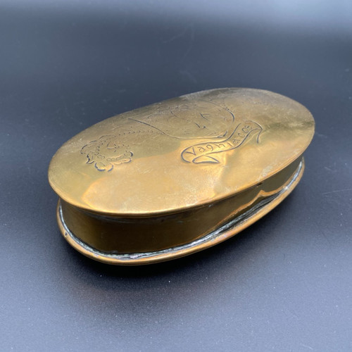 Brass table top tobacco tin - ,