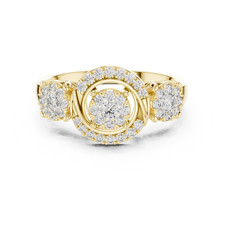 Round Diamond Three Cluster