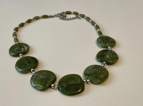 Necklace jade green beads - jade,