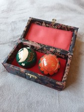 Vintage Chinese Baoding Balls With Chimes Sun Moon Stress Relief Great Used Cond