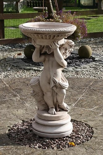 Stone concrete cherub bird - concrete,