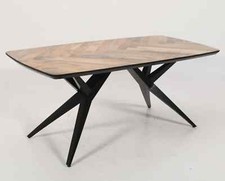 Solid Mango Wood Herringbone Curved Dining Table | Airloft Legs - 160cms