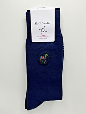 Paul Smith ZEBRA Embroidered Multi Stripe Mens Navy Organic Cotton Socks