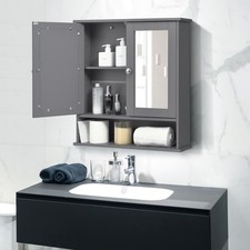 Wall Mounted Medicine Cabinet with Mirror Grey 56x13x58cm