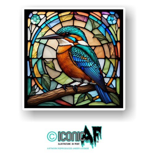 Large kingfisher bird stained - kingfisher,