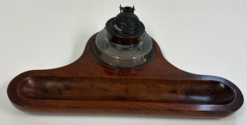 Vintage wood glass inkwell - vintage,