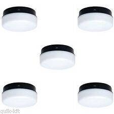 5 x ASD AC/BL100 Circular Bulkhead Light Fittings - Black Base
