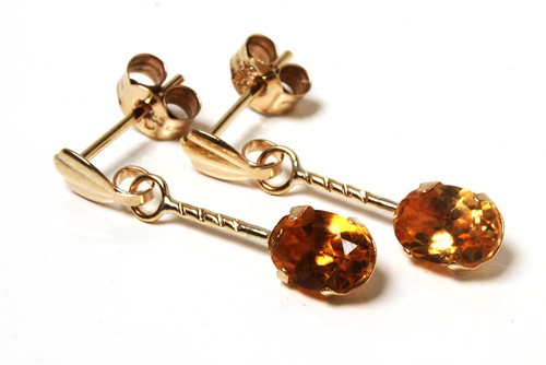 9ct gold citrine - oval, drop