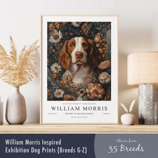 William Morris Inspired Dog Print (Breeds G–Z) | Floral Poster Wall Art
