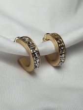 Versace Small Hoop Crystal Earrings Sparkly Gold Colour Costume Jewellery No Box