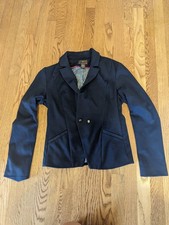 Fenn Wright Manson Women's Navy Blue Medium Suit Jacket Gold Button 