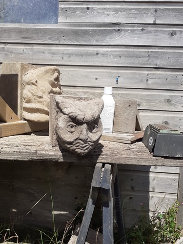 Vintage natural stone owl - natural,