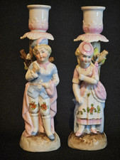 A 19thC Pair of Conta & Boehme German Porcelain Figural Candlestick Holders