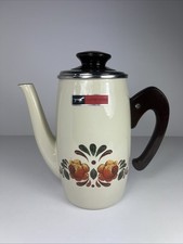 Pointerware - Enamel Coffee Tea Pot - Vintage Retro - Floral Design - 22cm Tall