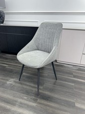 FV Crete Silver Grey Fabric Swivel Dining Chair With Handle (Choose Quantity)