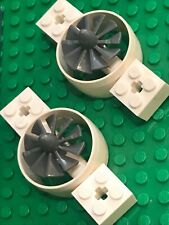 LEGO Aircraft 2 x Medium Round Rocket Engine Turbo Fan Blades Motor WHITE