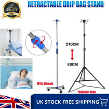 Portable IV Pole Drip Bag Stand Intravenous Foldable Pole Stand Silver / Black