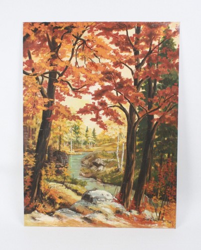 Vintage autumn landscape oil - vintage,
