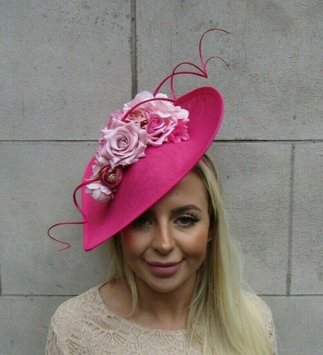 Large hot pink fascinator - large,