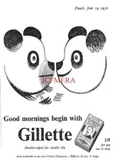 GILLETTE 'Blue' Safety Razor Blades ADVERT Small Vintage 1950 Print 691/54