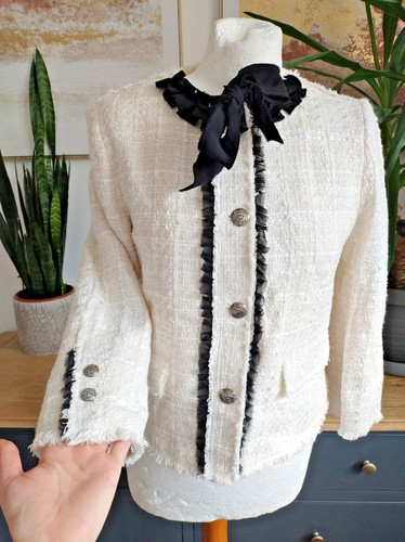 Zara cream bow boucle short - zara,