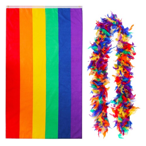 Rainbow feather boa flag - boa,