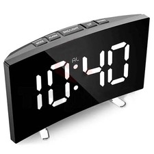 Electric Alarm Clock for Bedrooms Digital Clock Modern Curved Design LED Clocks