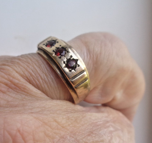 Gold garnet ring 9ct - gold, gypsy