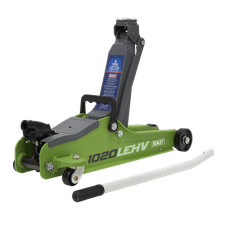 Sealey 2 Tonne Trolley Jack Low Entry Short Chassis Hi-Vis Green 1020LEHV