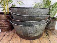 Large Vintage Reclaimed Galvanised Iron Banded Oval Trough Garden Planter Tub