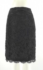 Monique LHuillier Women's Black Floral Lace Pencil Skirt Size US 8 UK 12 - Used