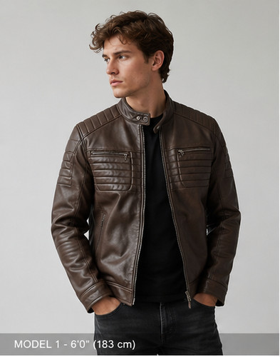 Premium brown leather moto - leather,