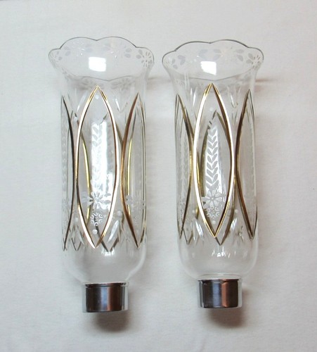 Pair etched glass hand - pair,