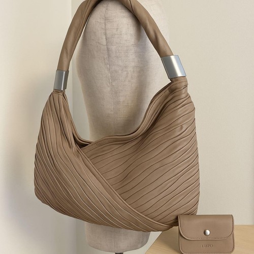 Lupo leather pleats beige - lupo, beige/red