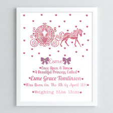 Personalised Frame New Baby, Birth, Christening Girl Gift Handmade Carriage.