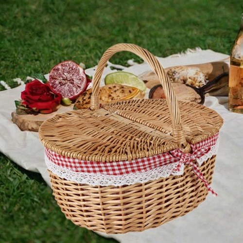 Wicker picnic basket - picnic, basket,