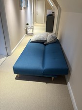 John Lewis 2/3 Seater Sofa Bed Turquoise Blue Linen Fabric