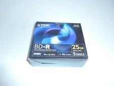 TDK BD-R Blu-ray Recordable 25Gb Discs (5 Pack) New & Sealed