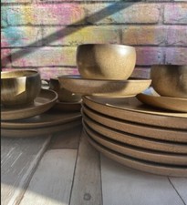 Vtg Denby China Romany Brown Big Set Salad, Dinner Plates Coffee Set #2