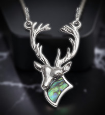 Sterling silver stag head - sterling,