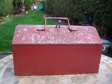 Vintage Roebuck Rusty Metal Toolbox - Workshop - Vanlife - Prop - 14" With Tray.