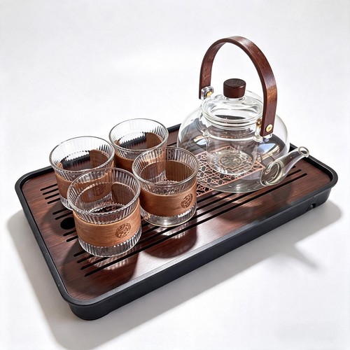 Glass teapot set with - teapot,