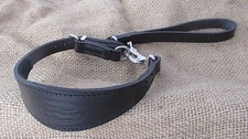 Greyhound/lurcher quick release set,thick leather, embossed with padded lining.