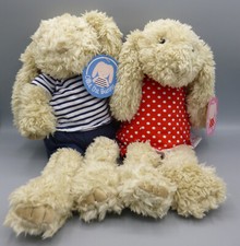Rex London Set of Ollie & Daisy Bunny Bunnies Soft Plush Toys Dressed 14"