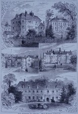 London OLD MANSIONS IN CHELSEA Original Print 1878