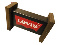 LEVI'S SIGN SHOP DISPLAY LEVI JEANS ADVERTISING SIGN Wood Metal Double RARE COOL